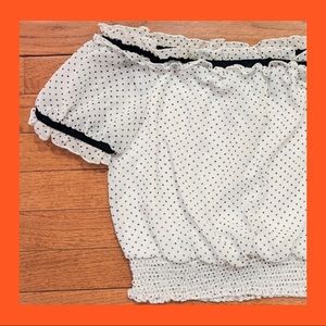 Pinup/Rockabilly Polkadot Cropped Peasant Top